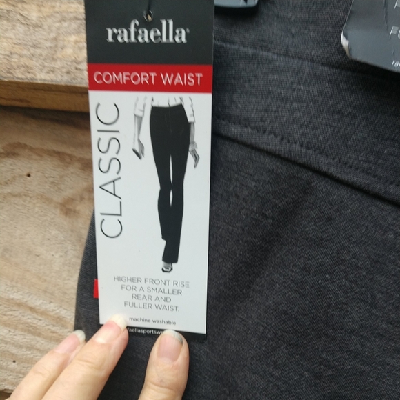 New Rafaella Classic Slim Leg Comfort Waist Knit Charcoal Heather Pants Size 4 - Picture 9 of 10
